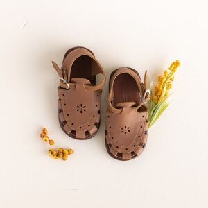 Adelisa & Co | Brown Flora Children's Leather Sandals